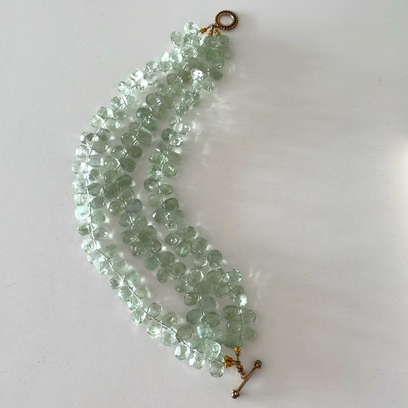 3-Strand Mint Green Semi Precious Stone Necklace - Picture 5 of 7